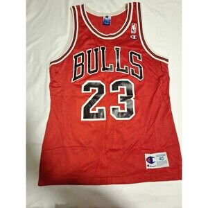 Vintage 1990s Champion Chicago Bulls Jordan #23 Jersey NBA Size 40 Red
